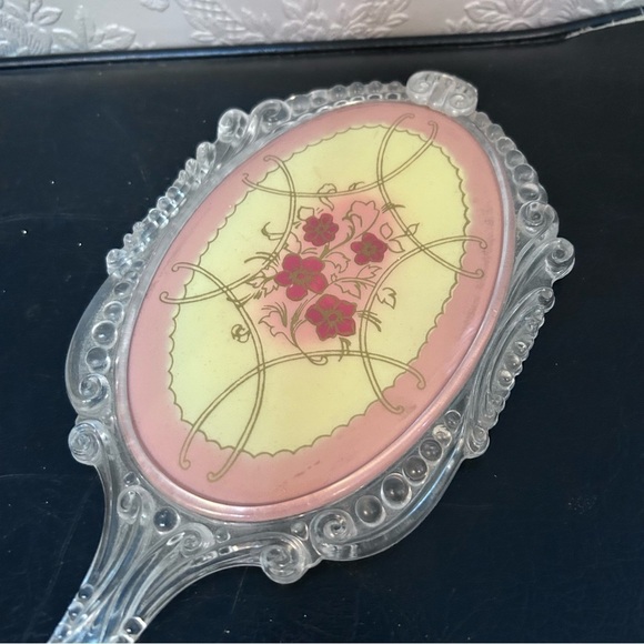 Vintage Art Nouveau Clear Acrylic Hand Mirror - Picture 2 of 6